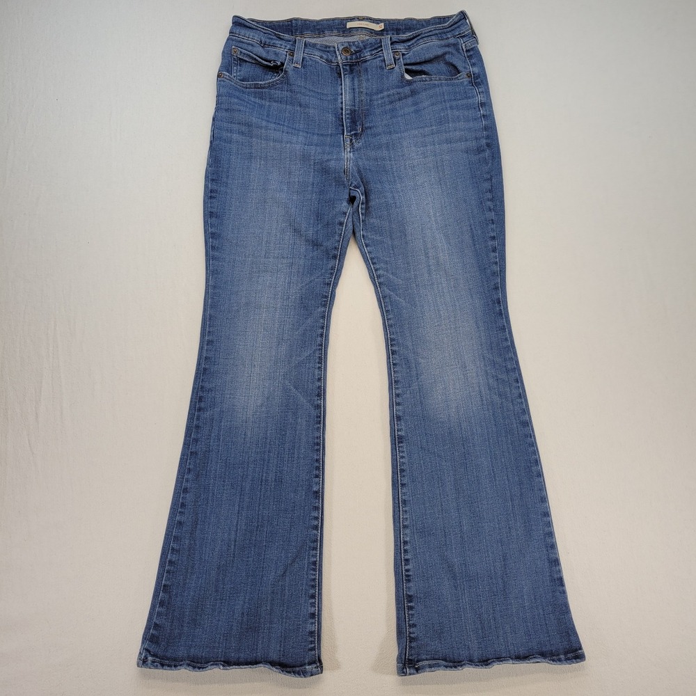 Levis 726 Jeans Womens 32 Blue Flare Mid Rise Medium Wash Stretch Denim